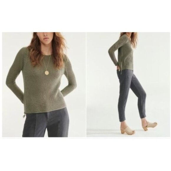 WRAP London Mesh-Stitch Sweater‎ with Side Slit Zipper size 12 Soft Olive - Picture 1 of 9
